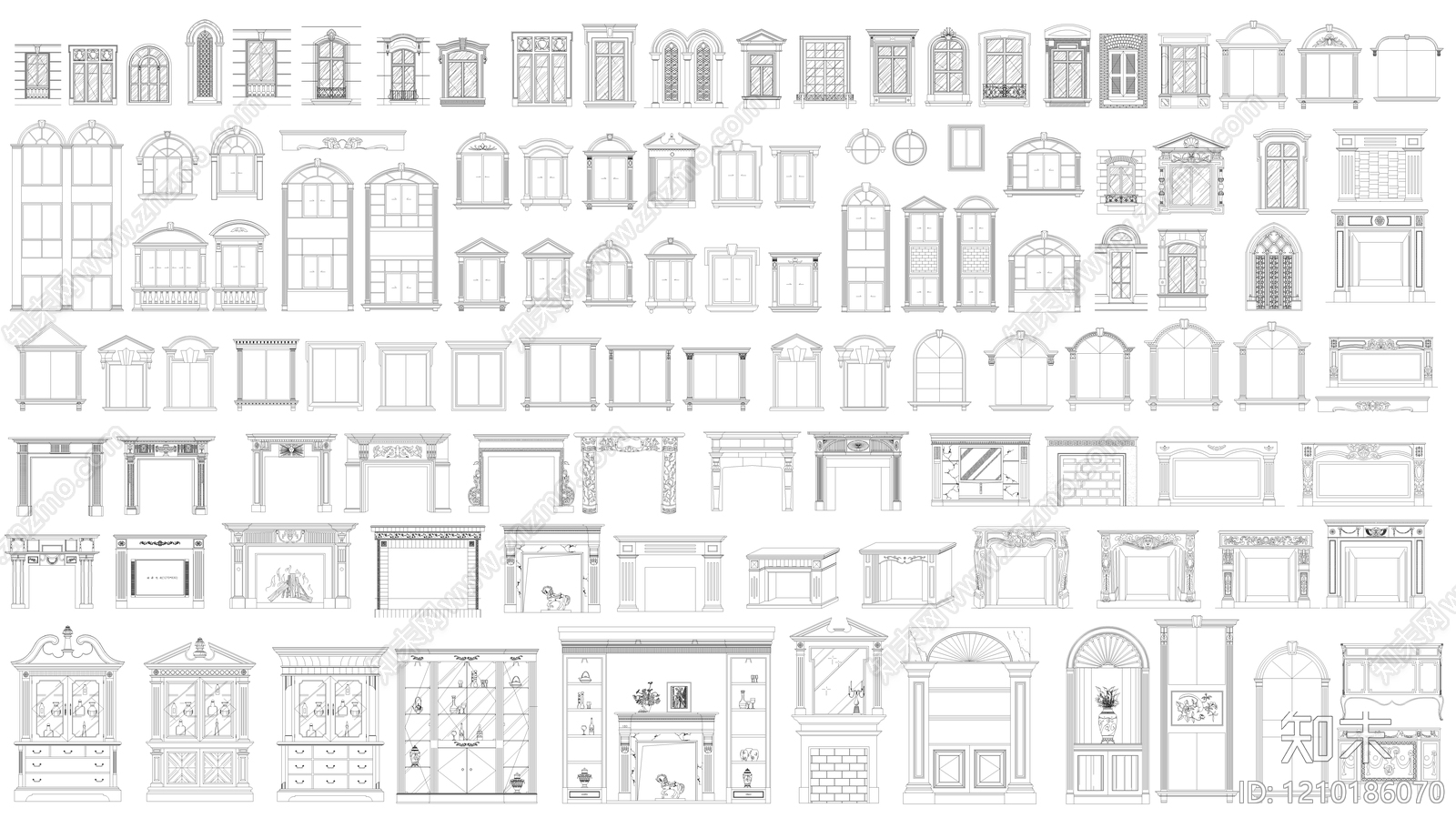 法式美式壁炉施工图下载【ID:1210186070】