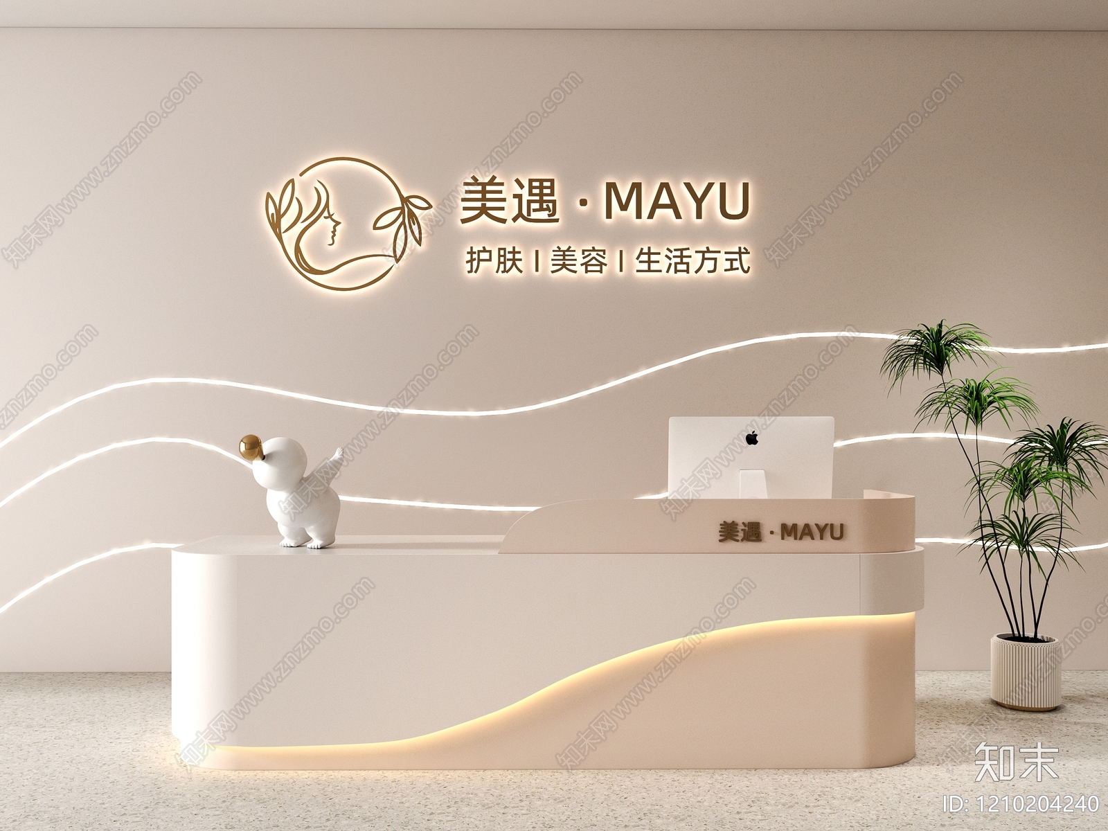 奶油风前台3D模型下载【ID:1210204240】