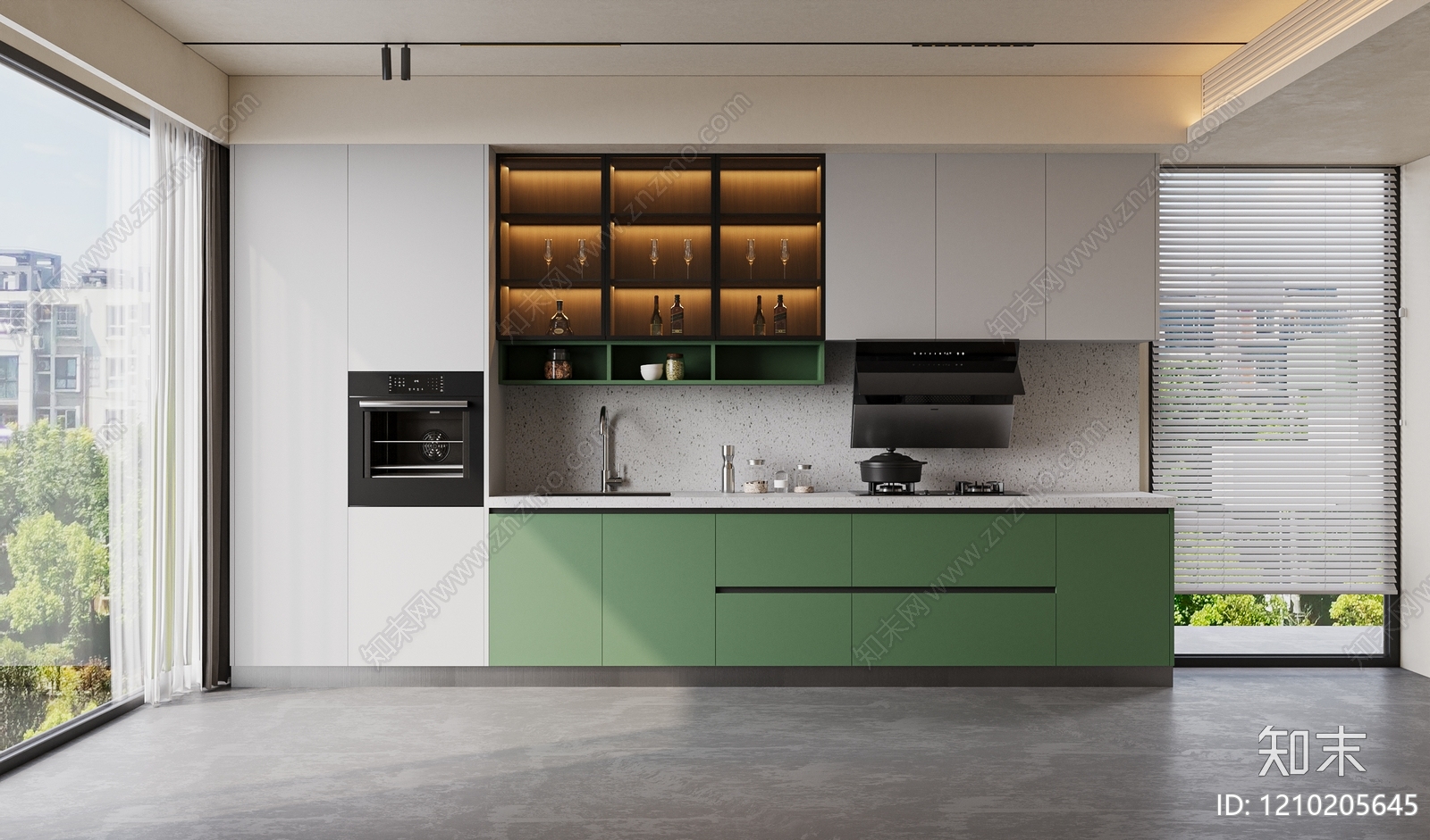现代简约开放式厨房3D模型下载【ID:1210205645】