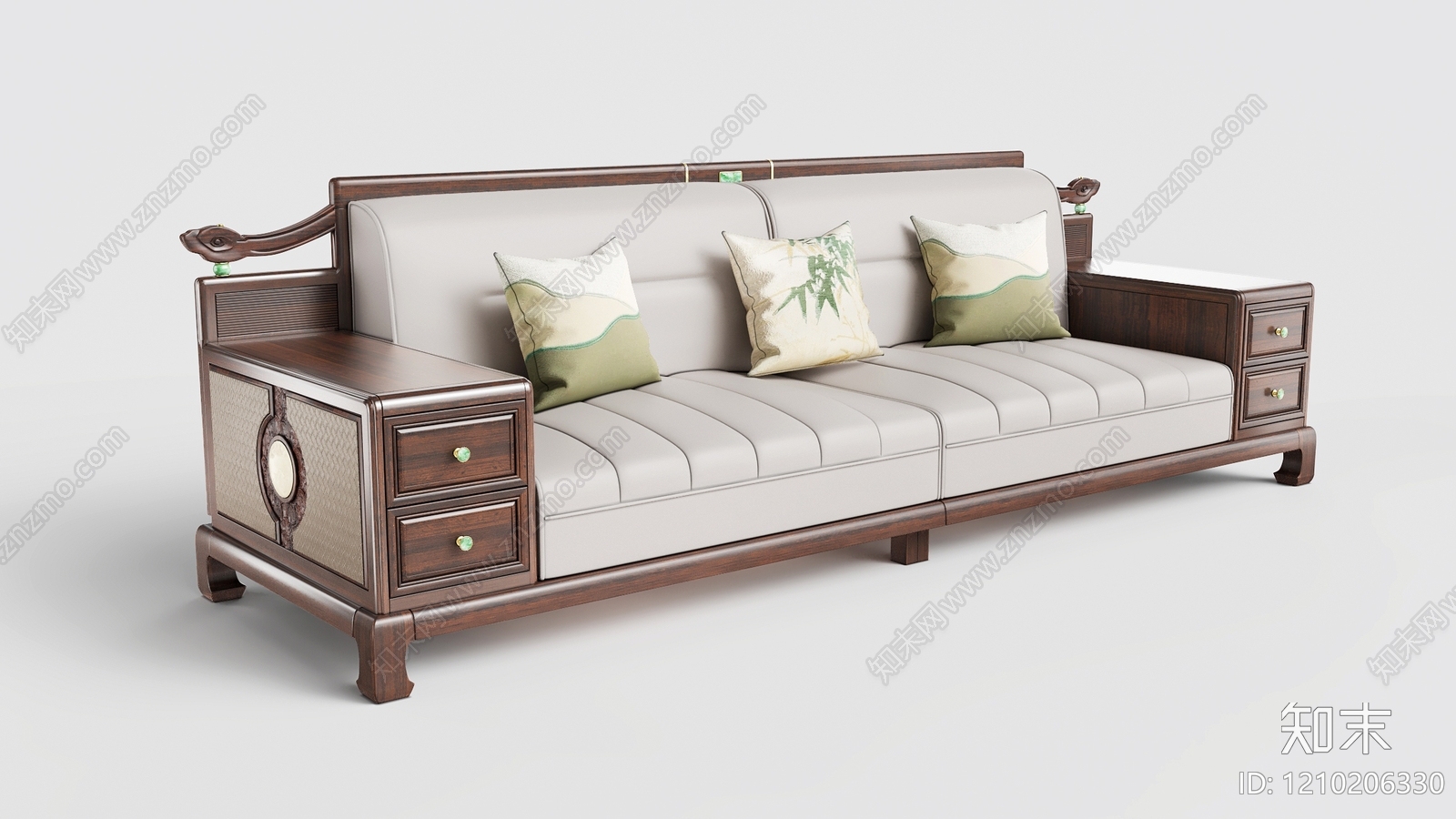 新中式三人沙发3D模型下载【ID:1210206330】