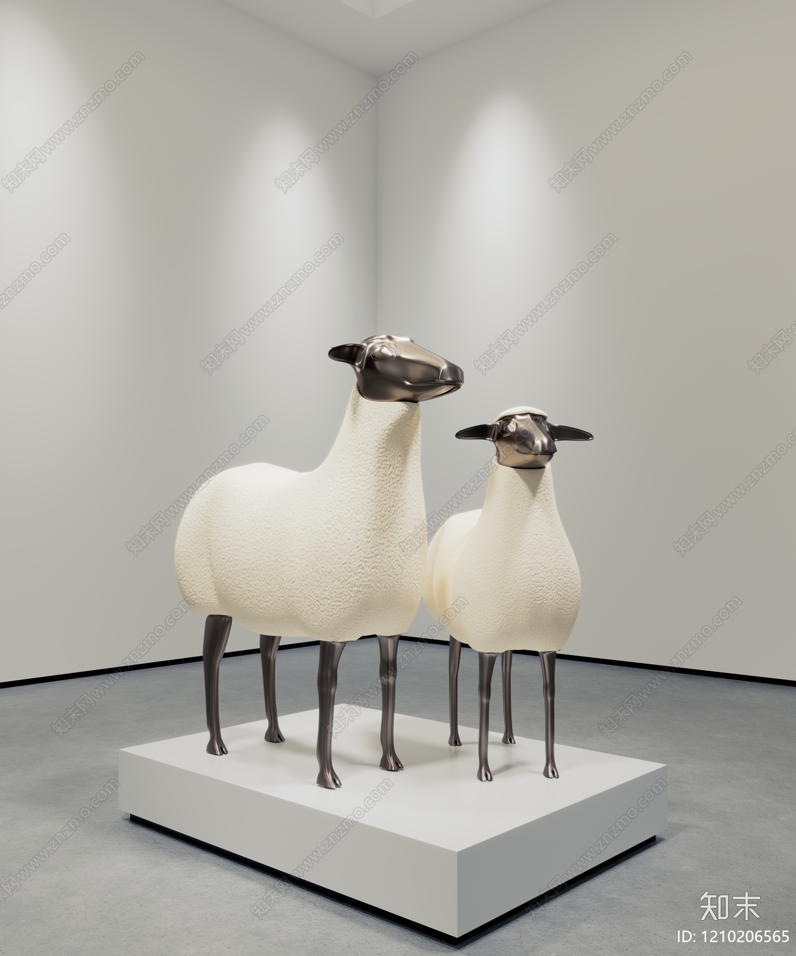 极简雕塑摆件3D模型下载【ID:1210206565】