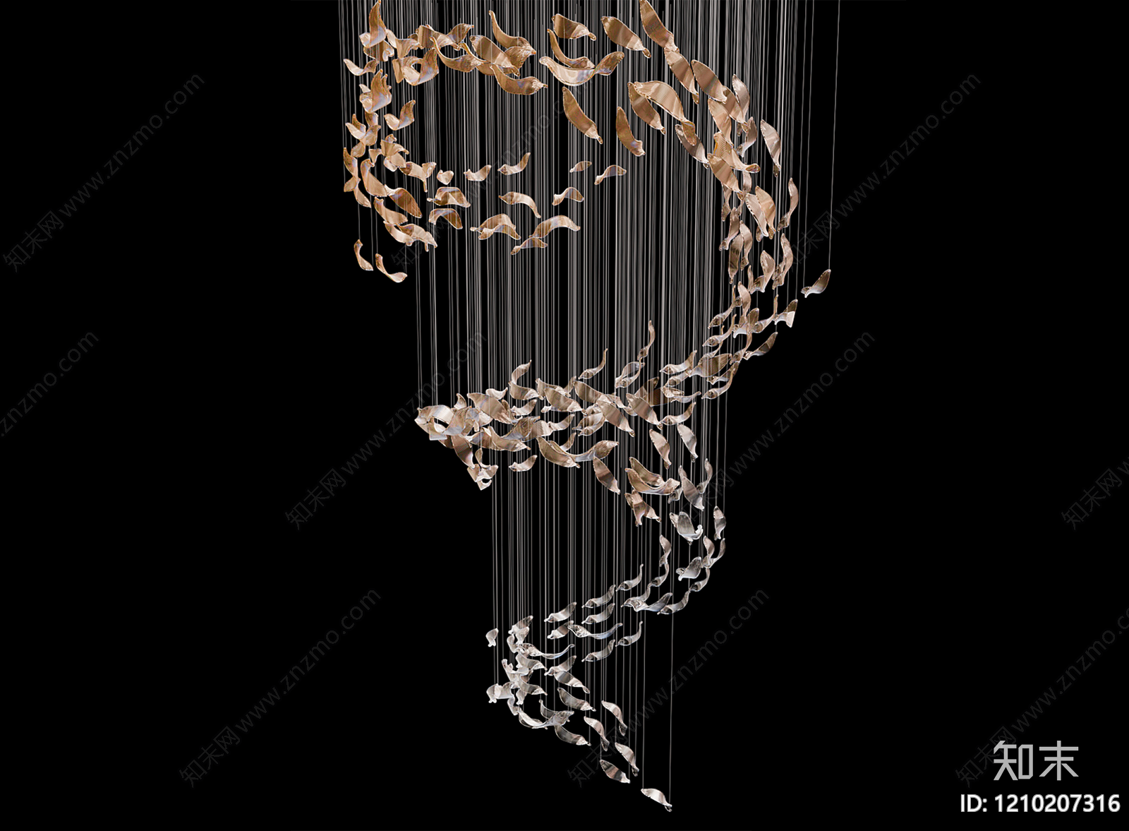 现代艺术装置风艺术吊灯3D模型下载【ID:1210207316】