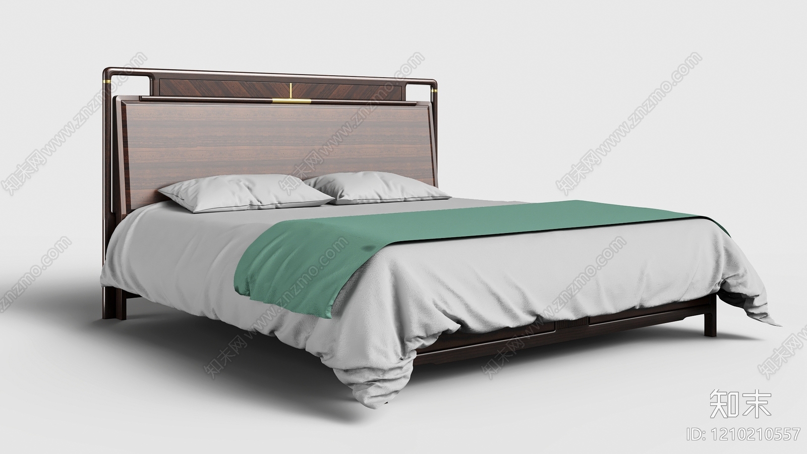 新中式双人床3D模型下载【ID:1210210557】