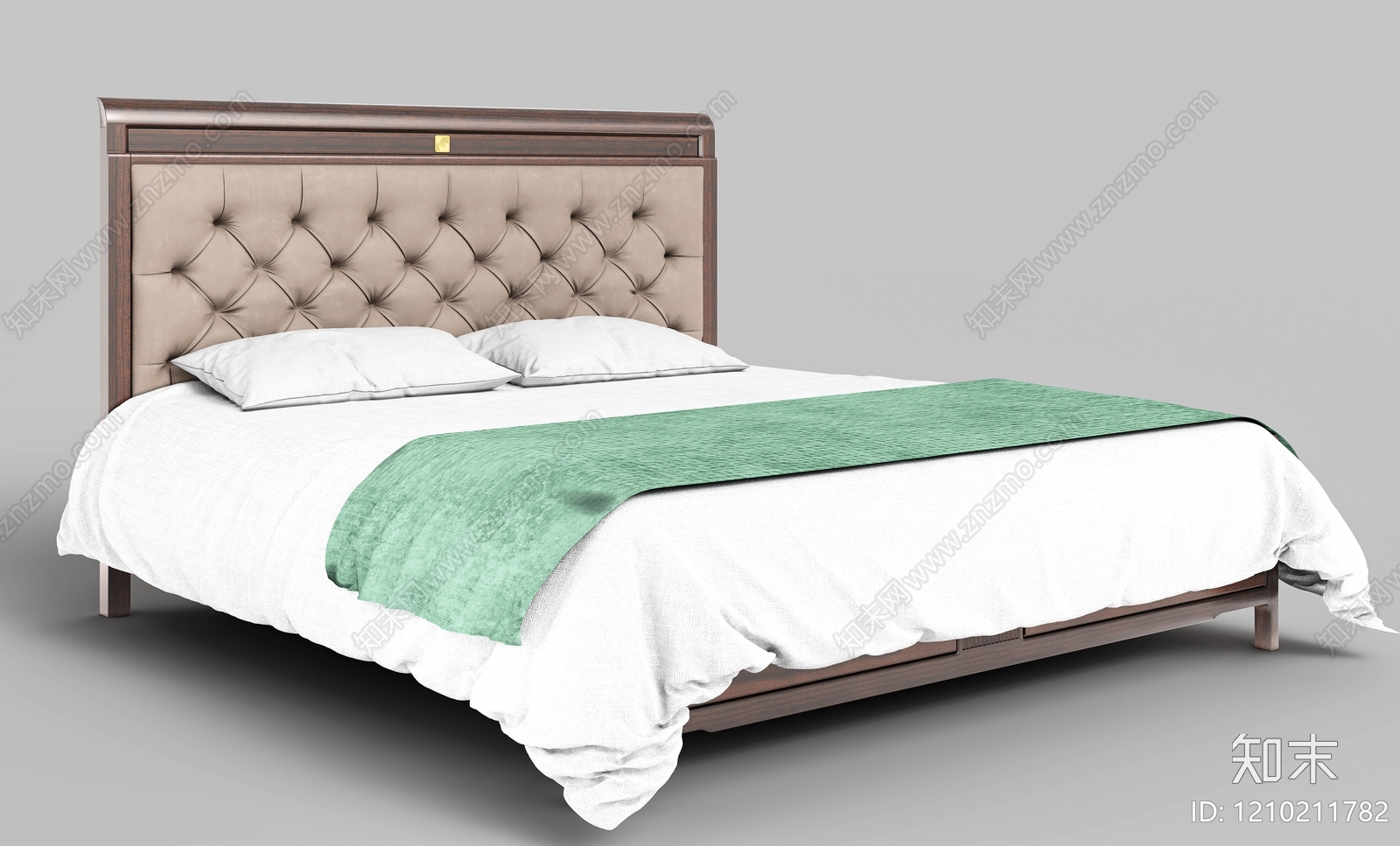 新中式双人床3D模型下载【ID:1210211782】