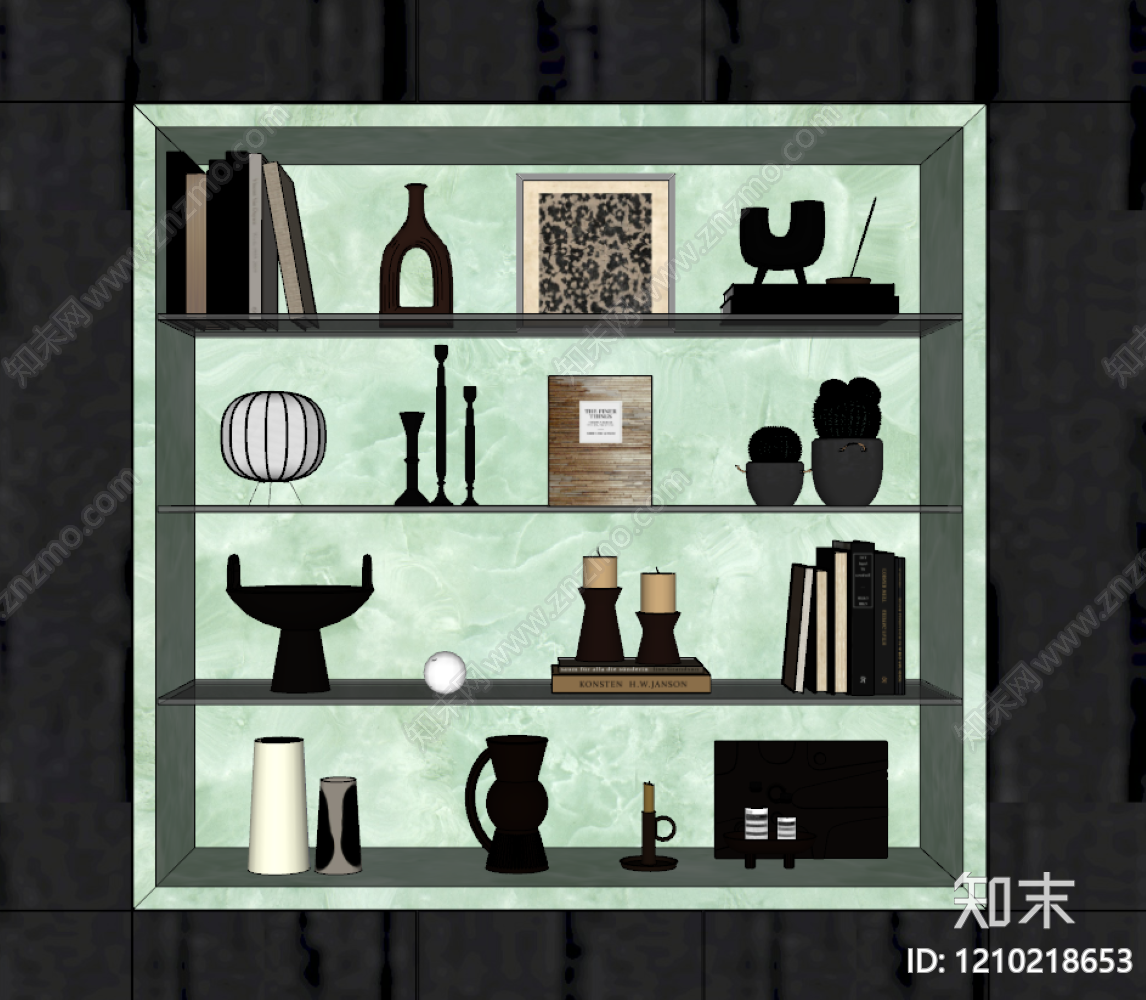 现代摆件组合SU模型下载【ID:1210218653】