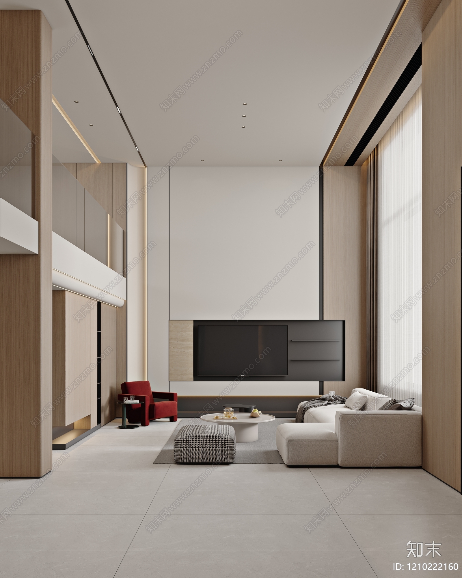 现代极简挑空客厅3D模型下载【ID:1210222160】