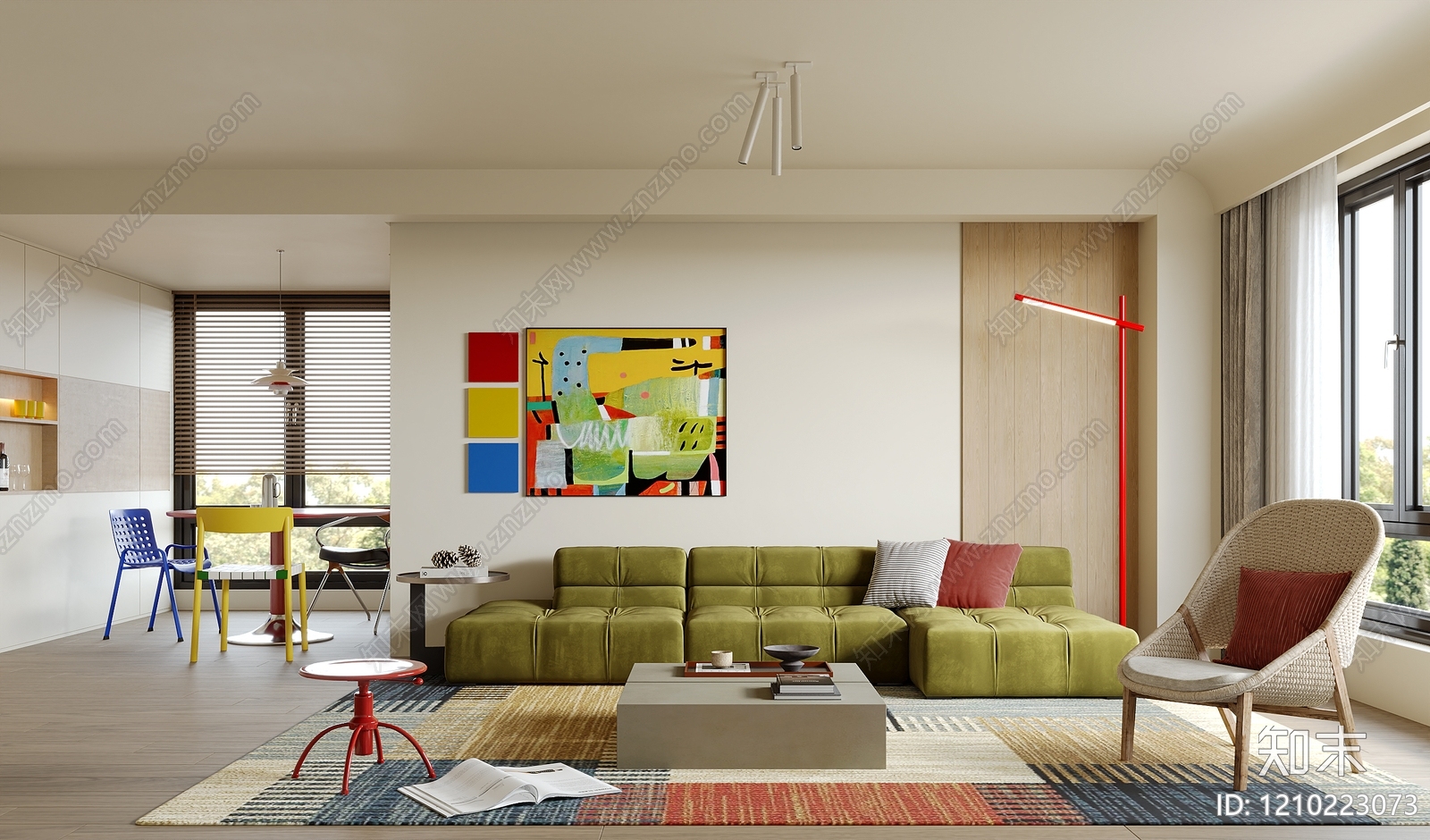 现代大平层客餐厅3D模型下载【ID:1210223073】