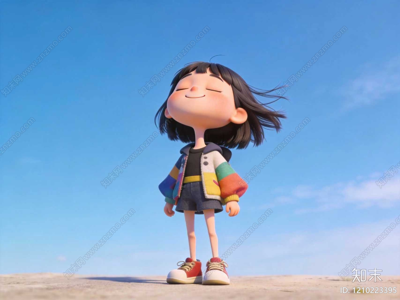 卡通渲染虚拟人物3D模型下载【ID:1210223395】