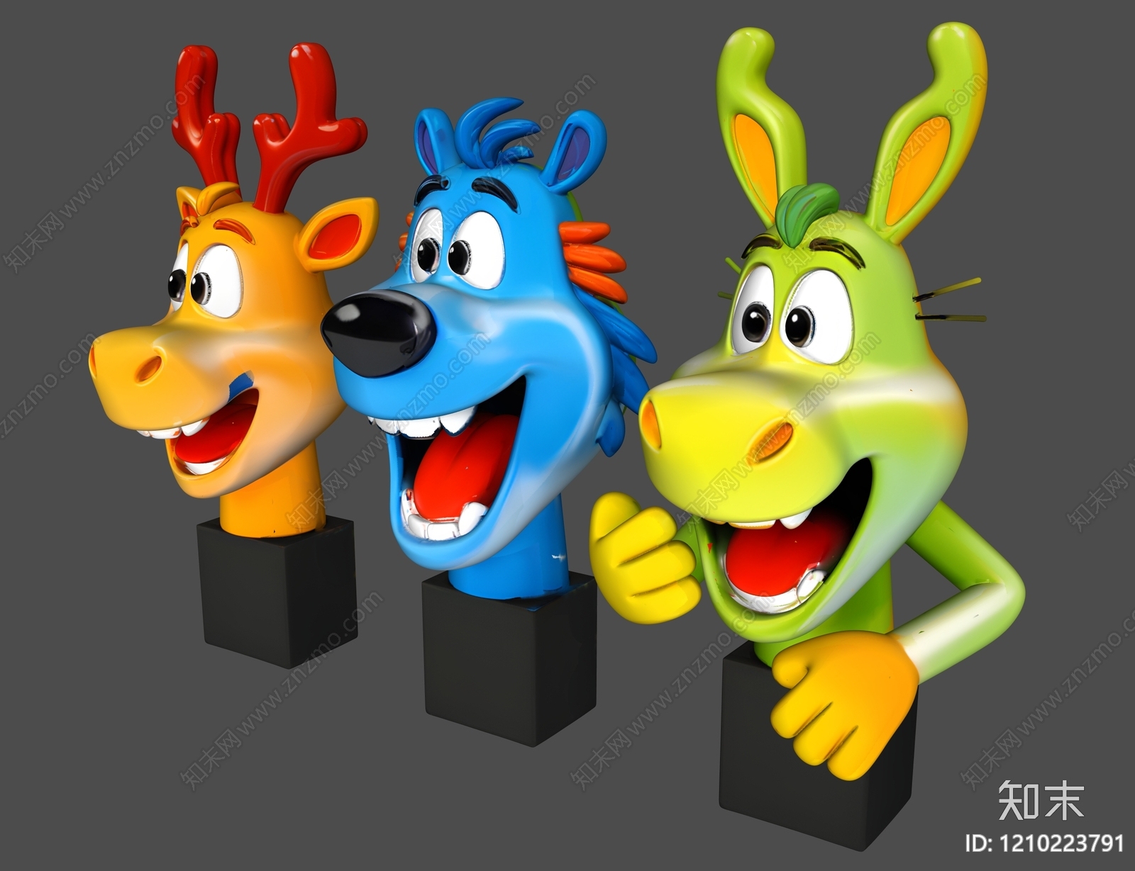 卡通动漫风格雕塑摆件3D模型下载【ID:1210223791】