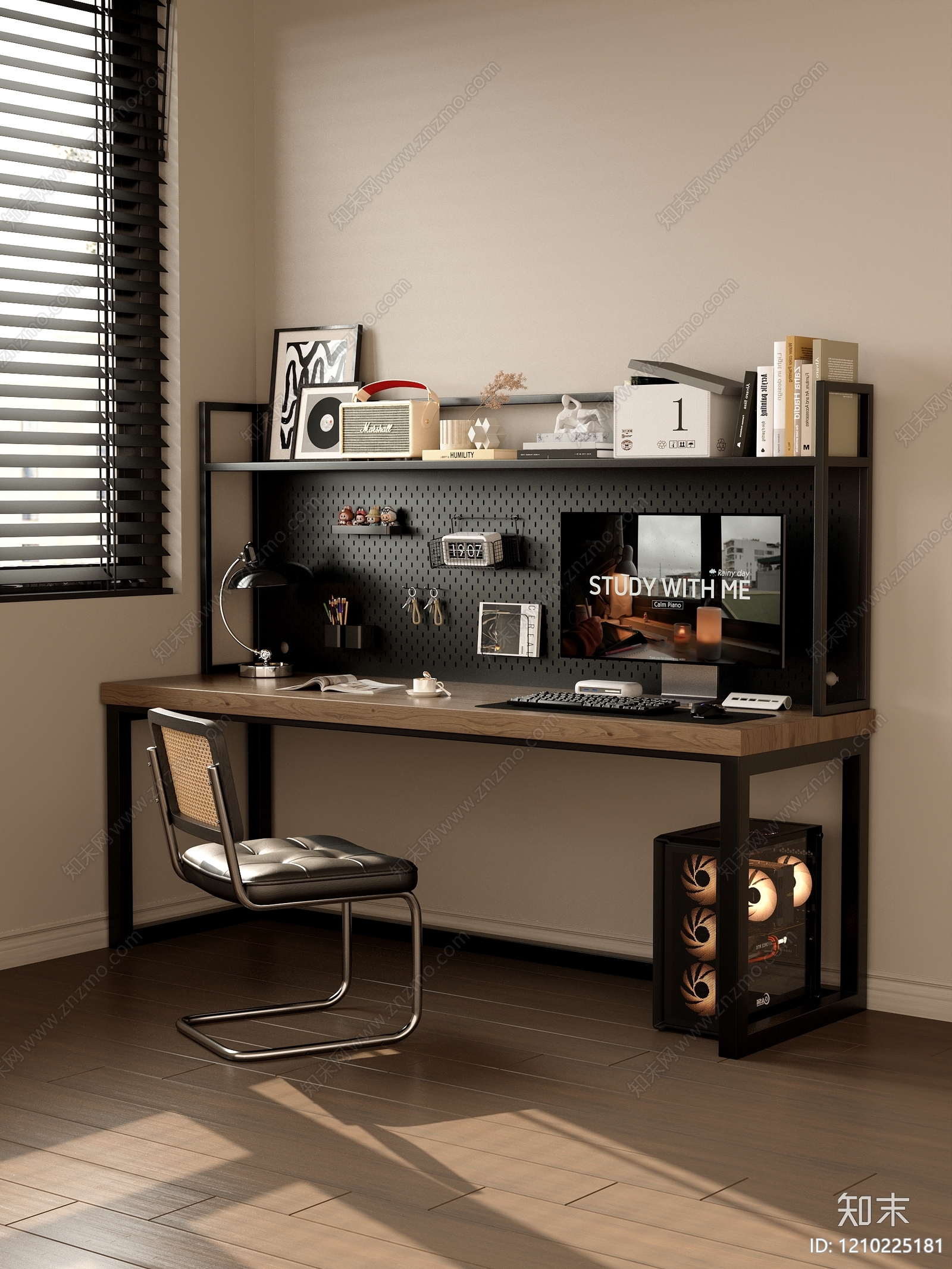 现代简约书房3D模型下载【ID:1210225181】