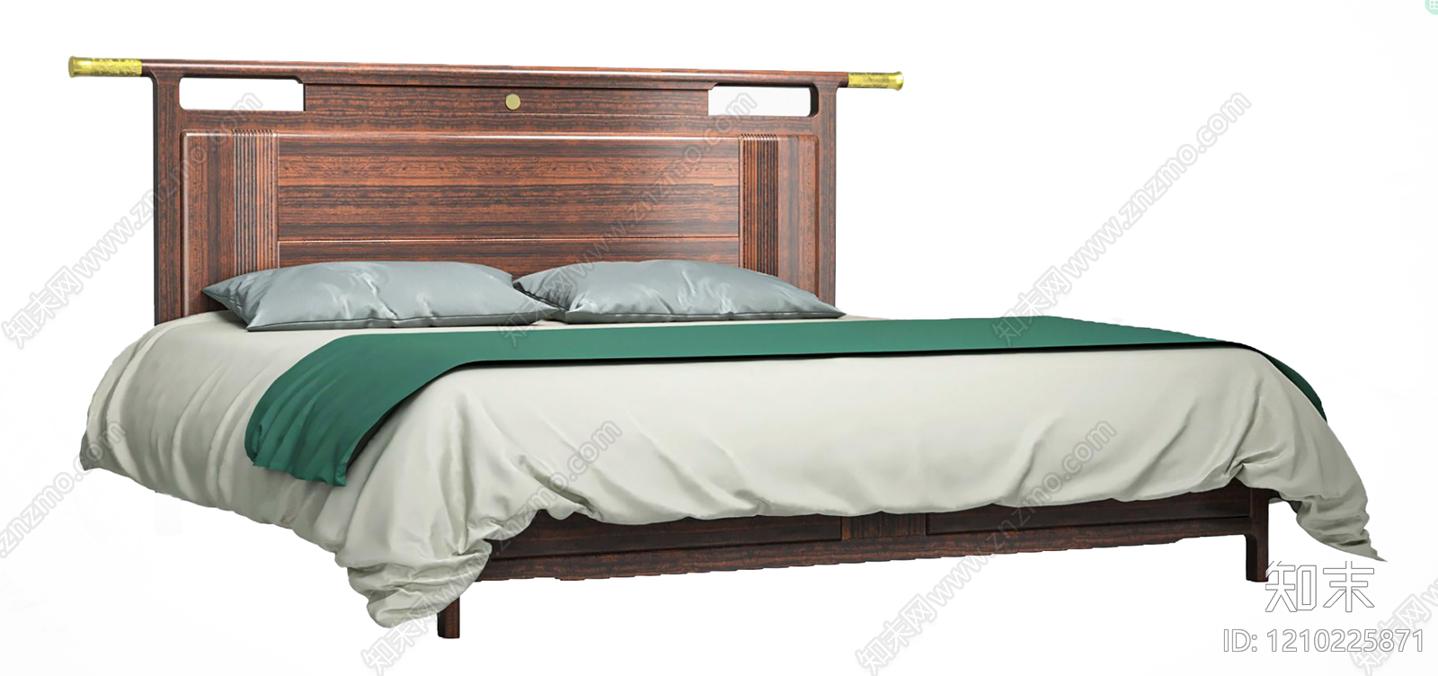 新中式双人床3D模型下载【ID:1210225871】