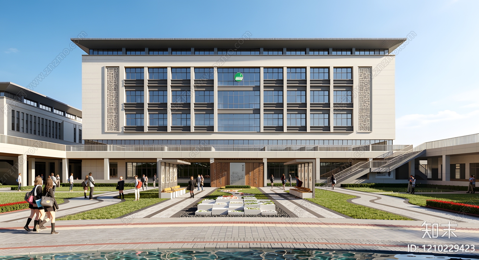 现代学校建筑SU模型下载【ID:1210229423】