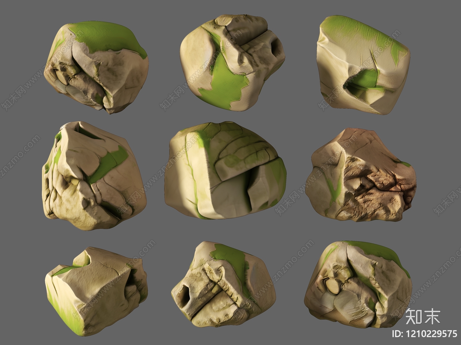卡通写实结合石头3D模型下载【ID:1210229575】