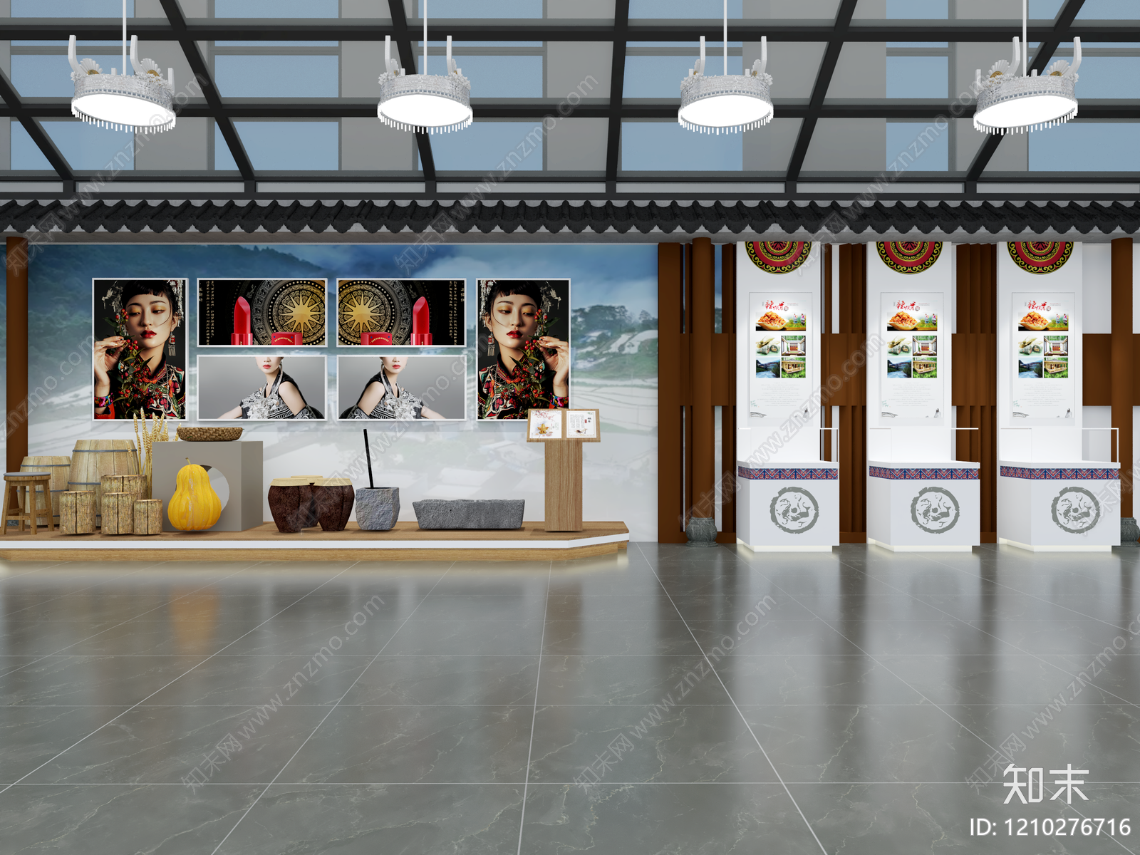 新中式农产品展厅3D模型下载【ID:1210276716】