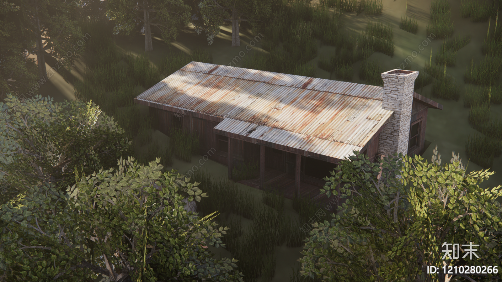 复古原木危险品库SU模型下载【ID:1210280266】
