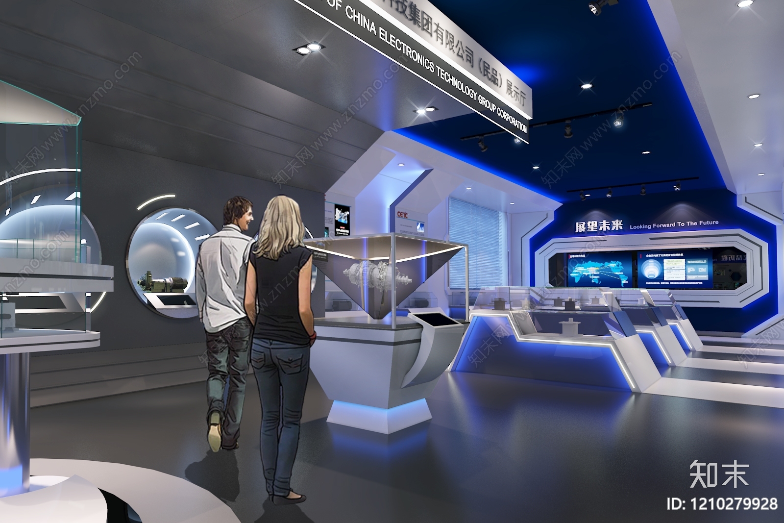 科技感现代风格企业展厅3D模型下载【ID:1210279928】