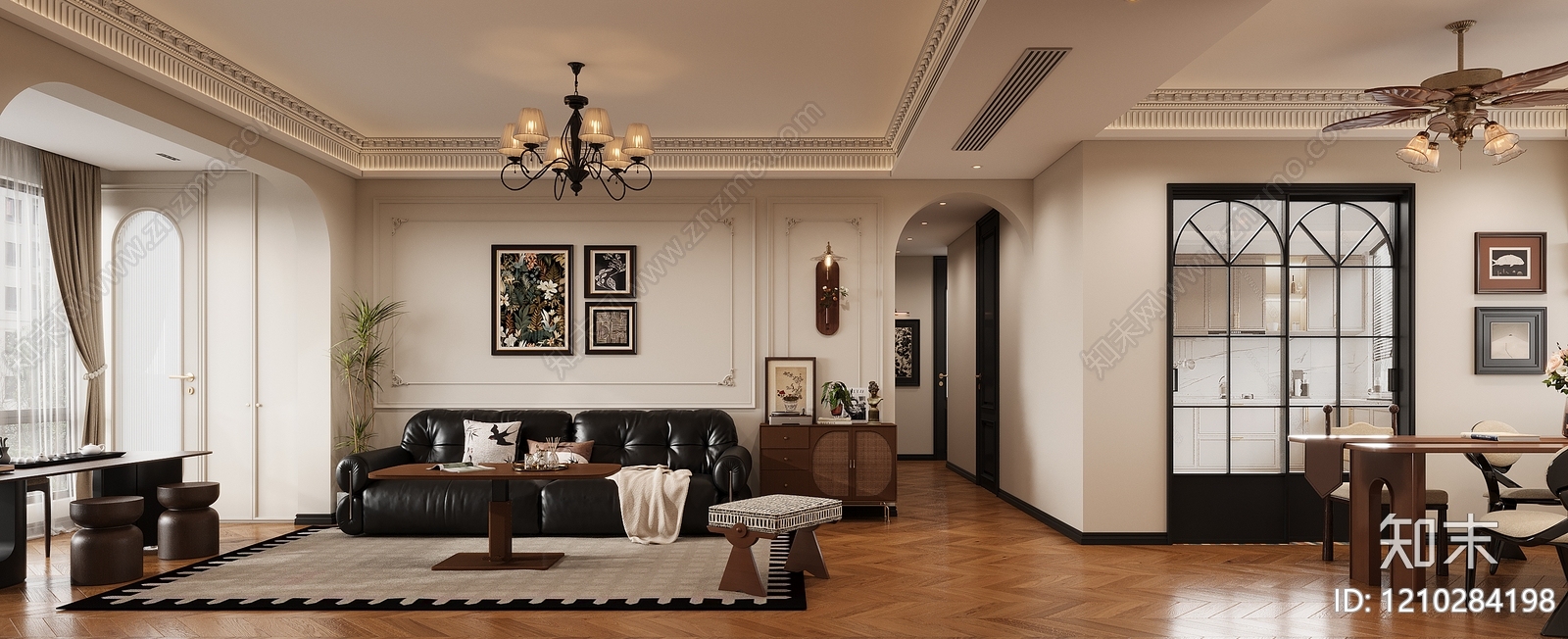 中古风大平层客餐厅3D模型下载【ID:1210284198】