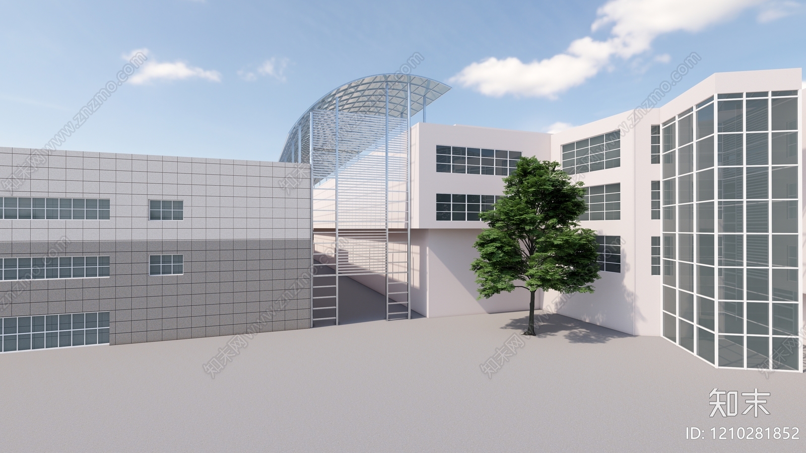 现代医院建筑SU模型下载【ID:1210281852】