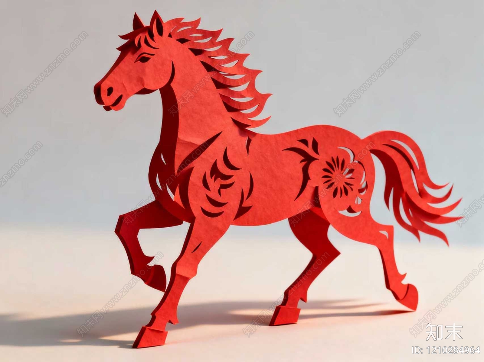 中式剪纸雕塑摆件3D模型下载【ID:1210284964】