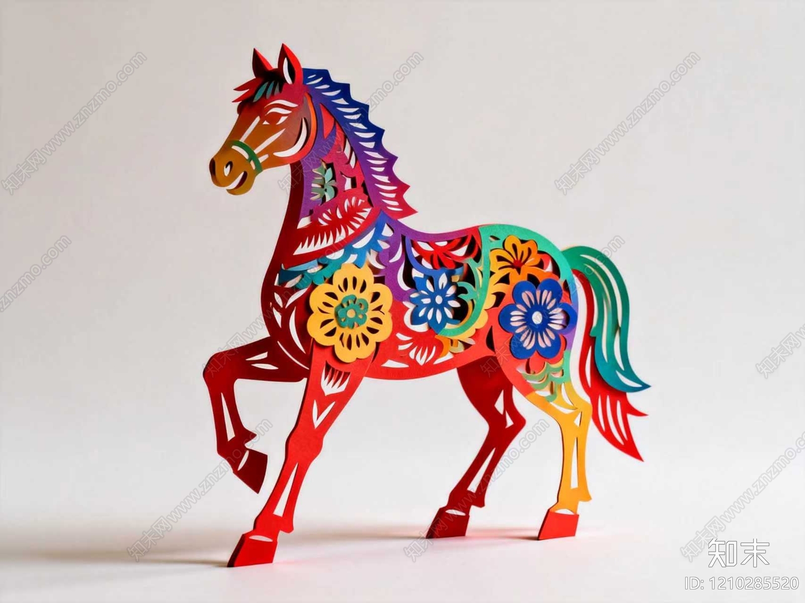 中式剪纸艺术雕塑摆件3D模型下载【ID:1210285520】