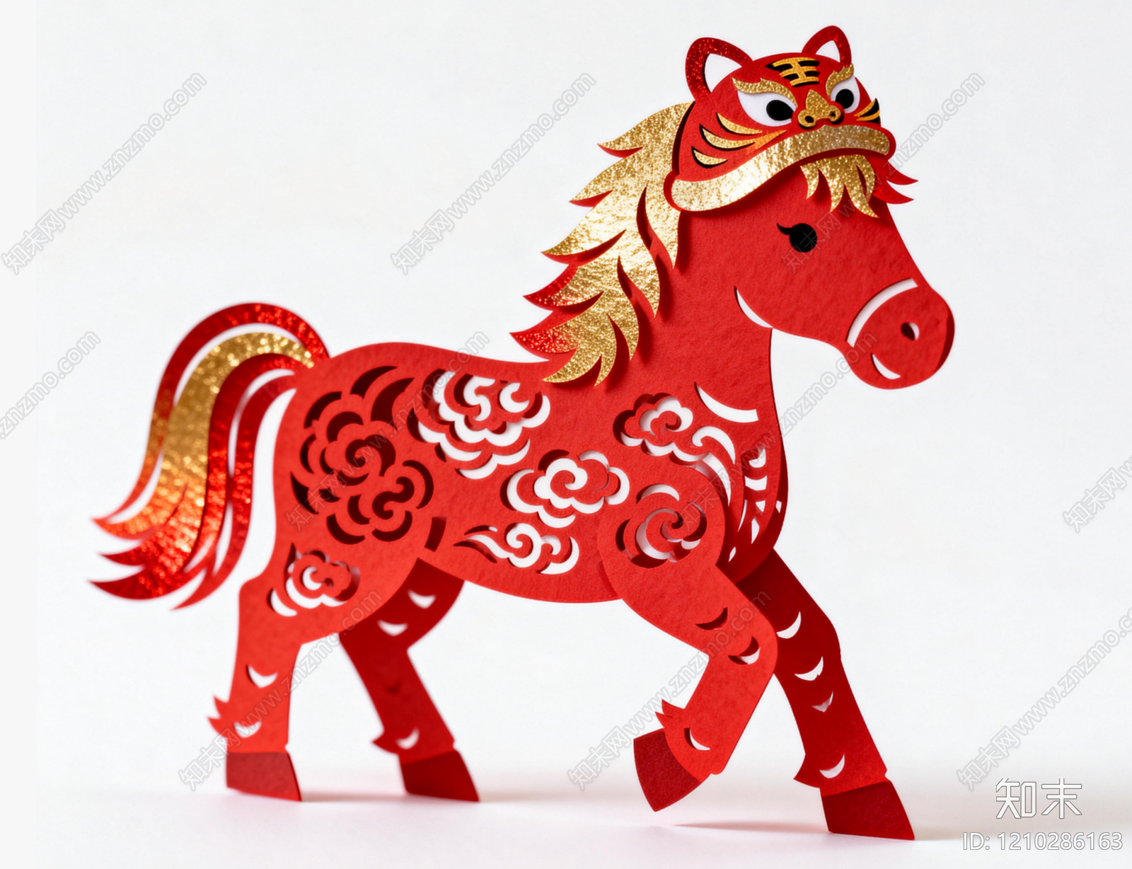 新中式剪纸艺术雕塑摆件3D模型下载【ID:1210286163】