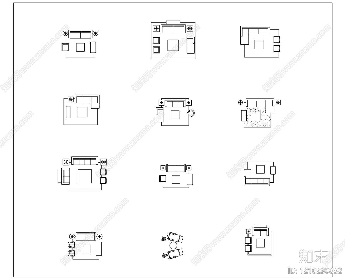 现代简约床施工图下载【ID:1210290832】
