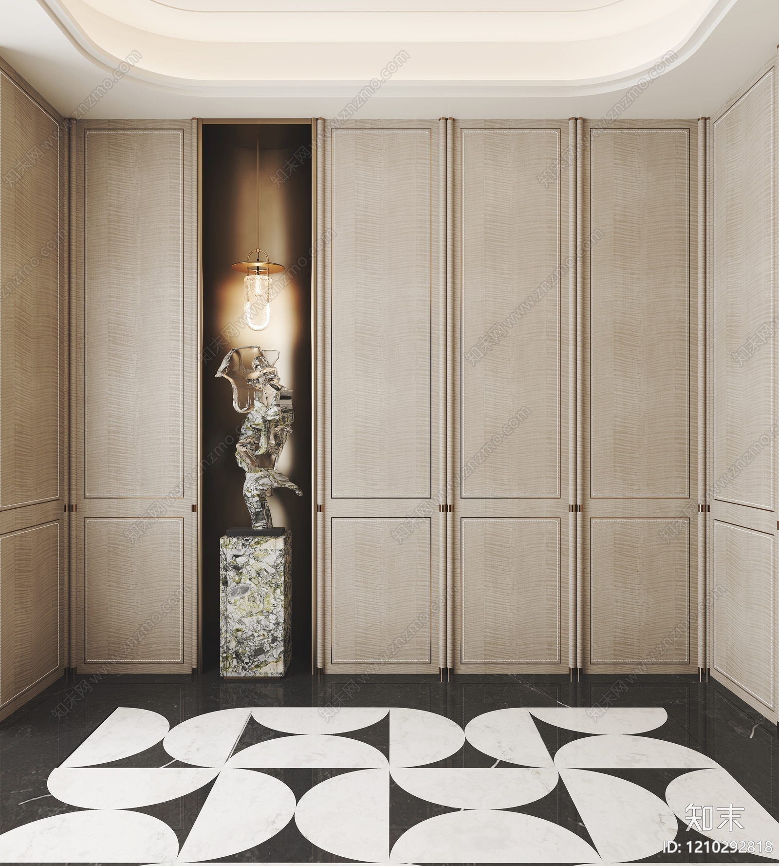 现代轻奢玄关3D模型下载【ID:1210292818】