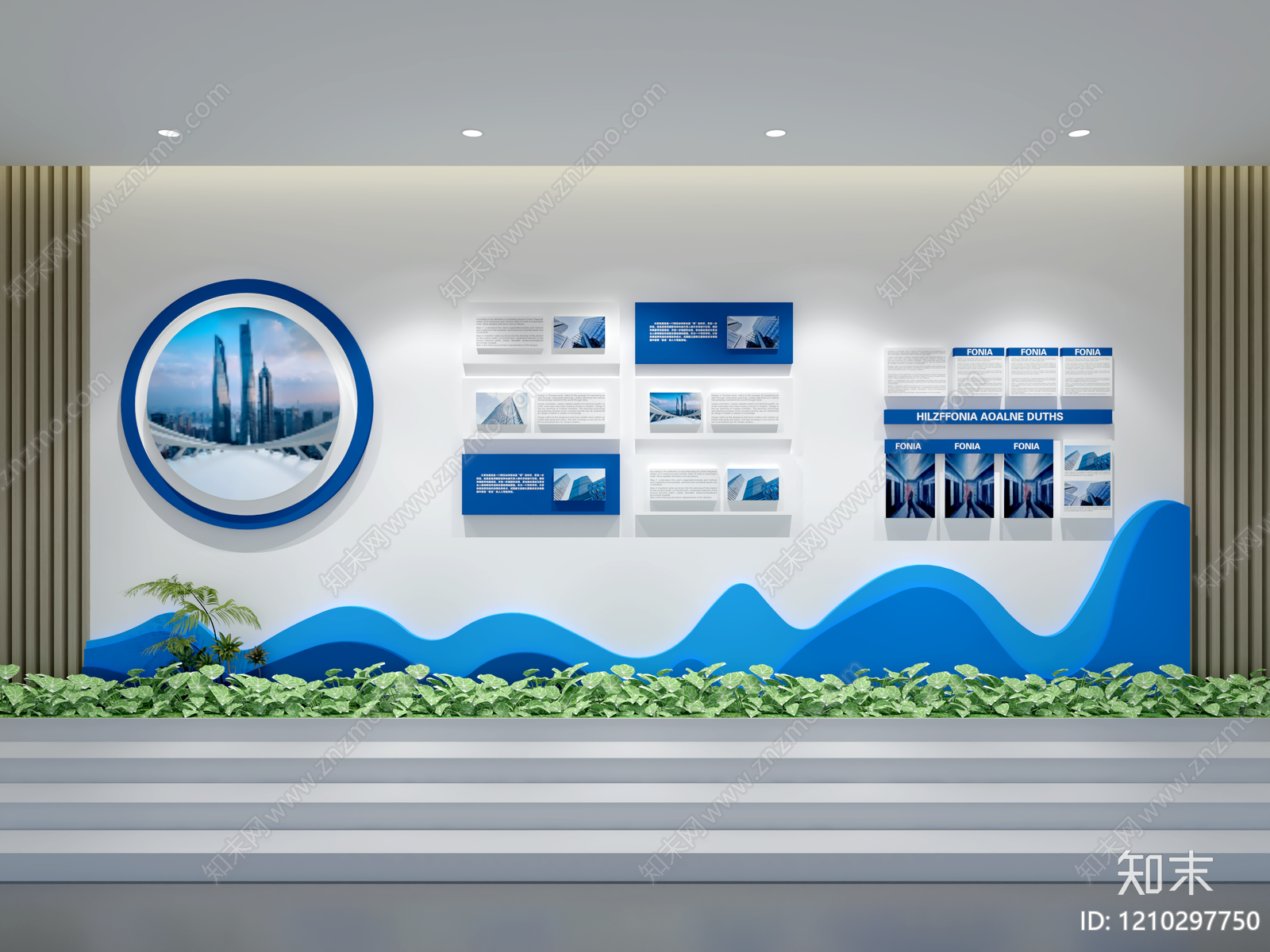 现代简约企业文化展厅3D模型下载【ID:1210297750】