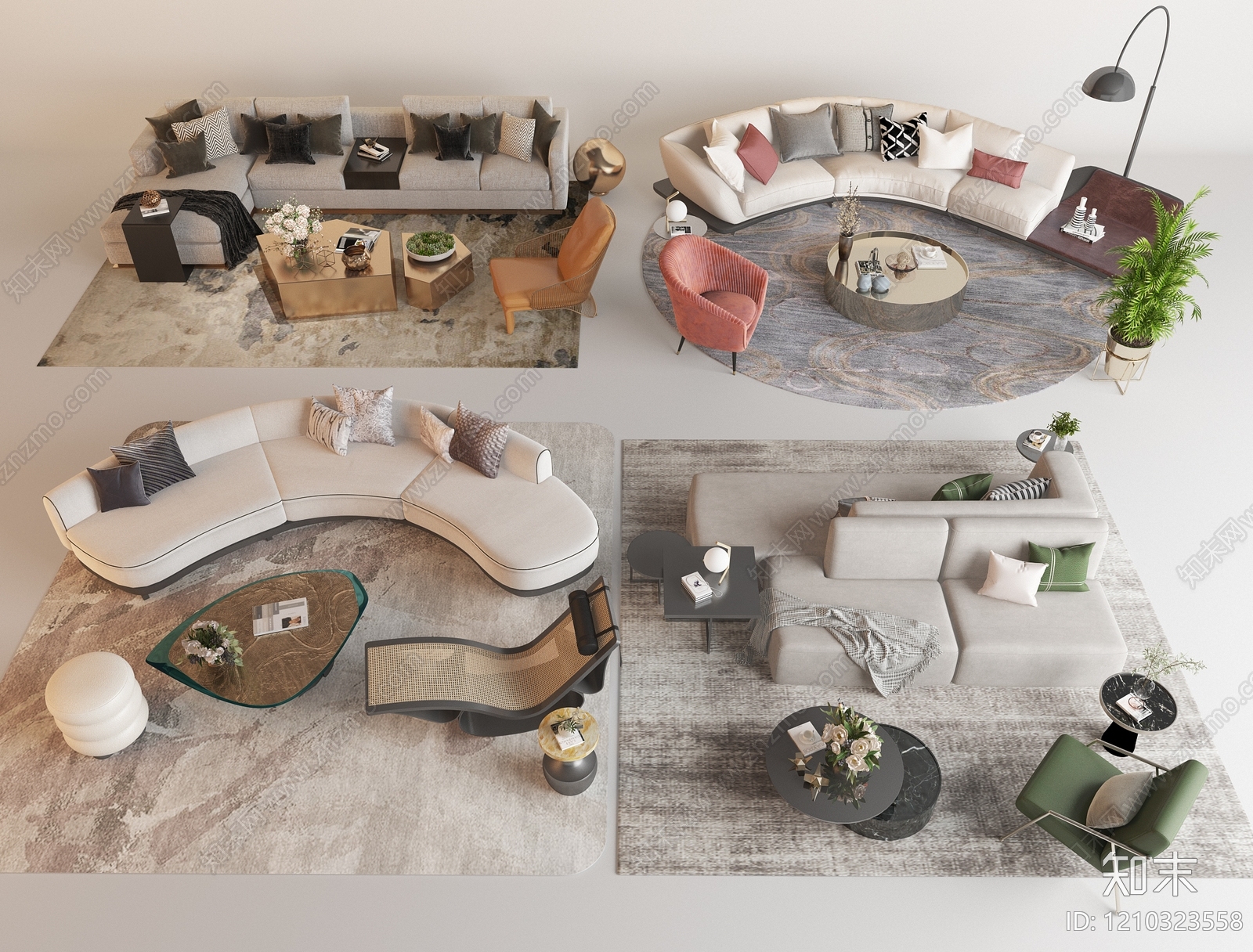现代简约沙发组合3D模型下载【ID:1210323558】