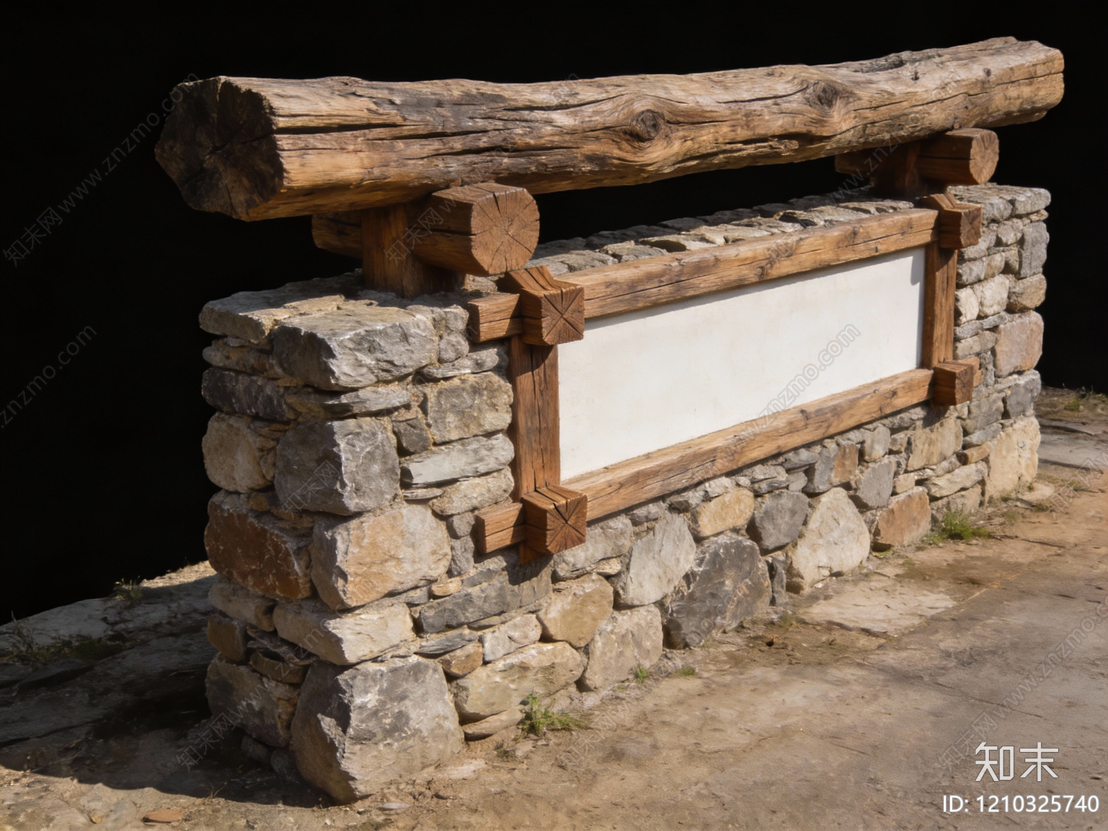 新中式景观形象墙3D模型下载【ID:1210325740】