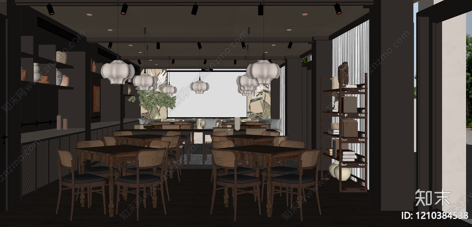 新中式中式中餐厅SU模型下载【ID:1210384538】