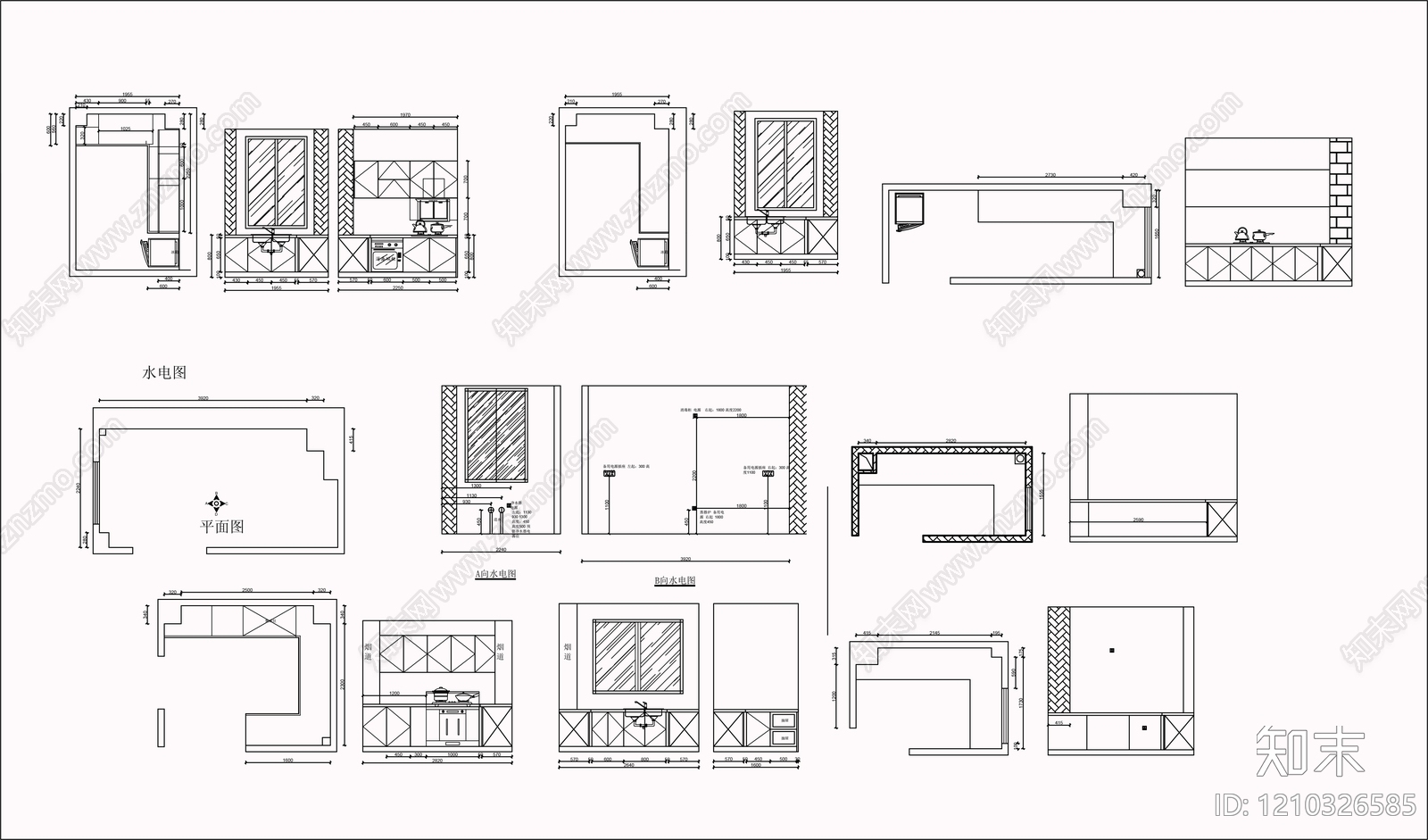 现代厨房施工图下载【ID:1210326585】