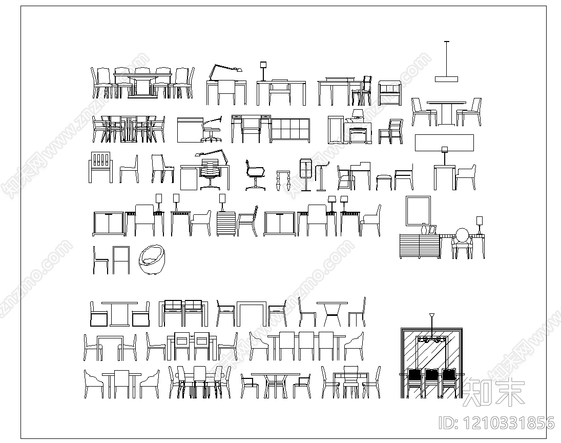 现代简约椅子施工图下载【ID:1210331856】