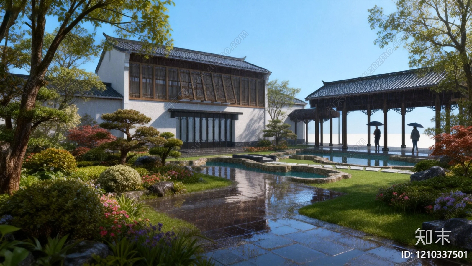 中式古建筑SU模型下载【ID:1210337501】