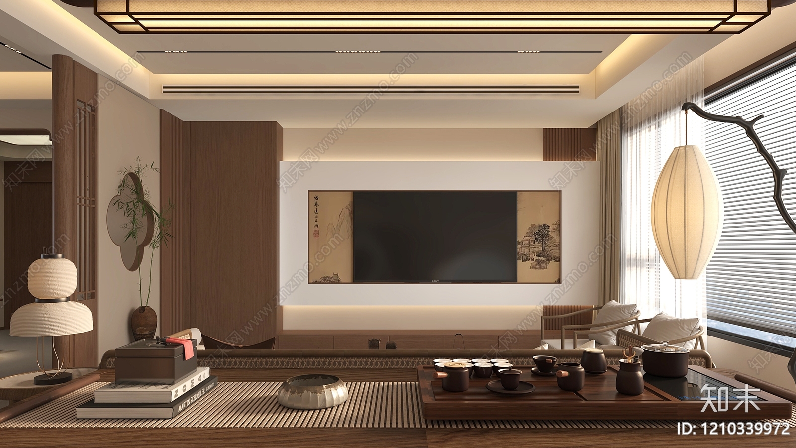 新中式宋式客餐厅3D模型下载【ID:1210339972】