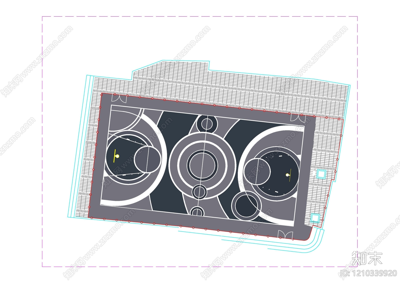 现代篮球场施工图下载【ID:1210339920】