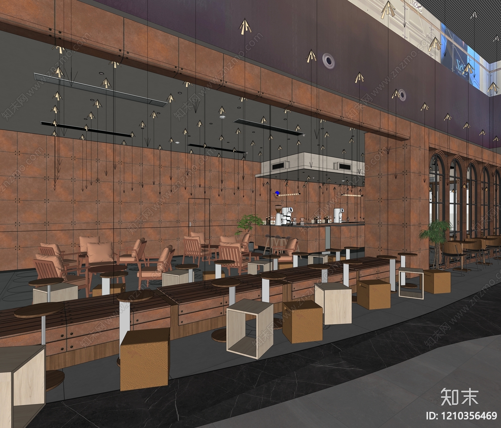 现代新中式茶餐厅SU模型下载【ID:1210356469】