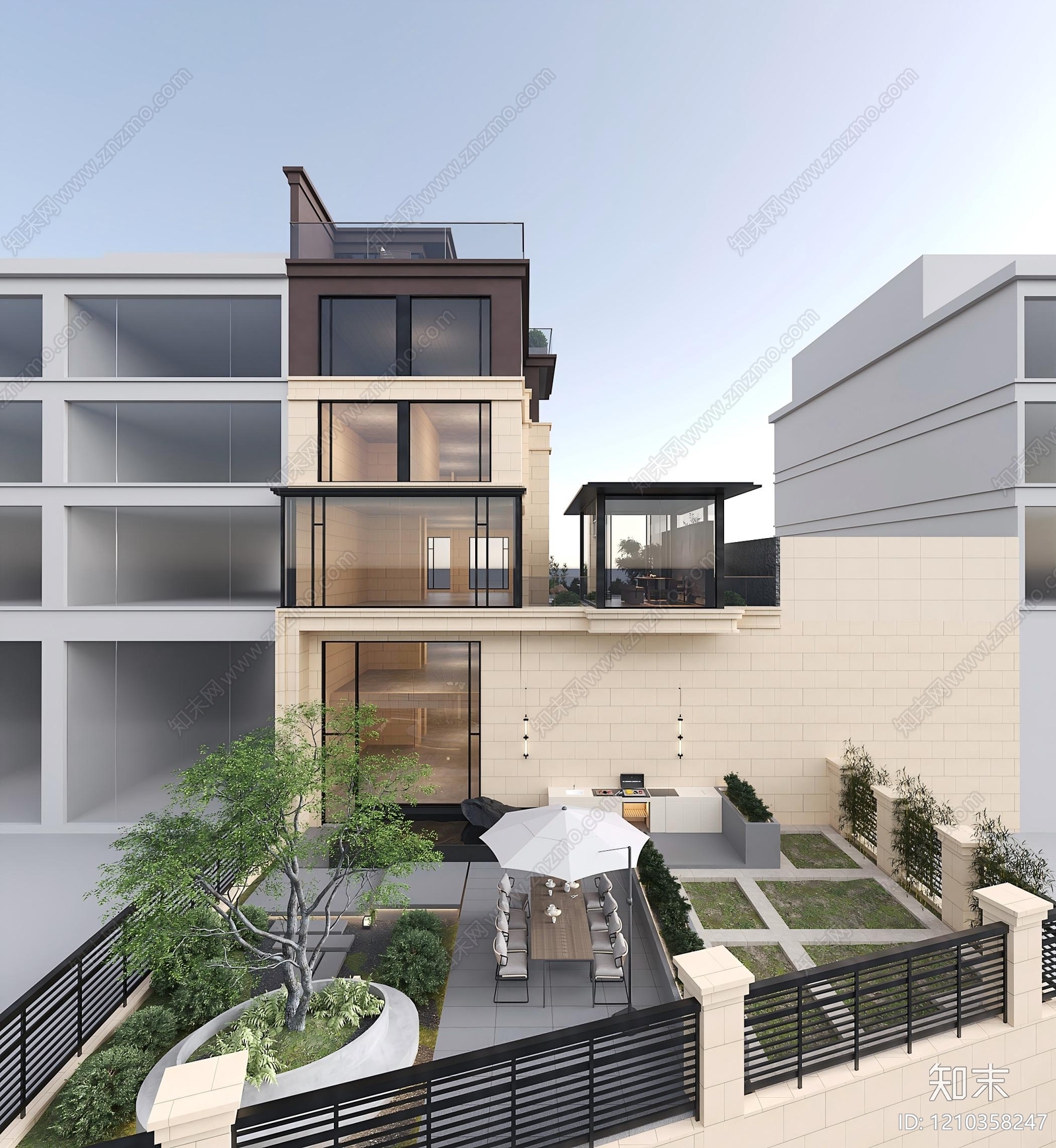 现代新中式庭院3D模型下载【ID:1210358247】