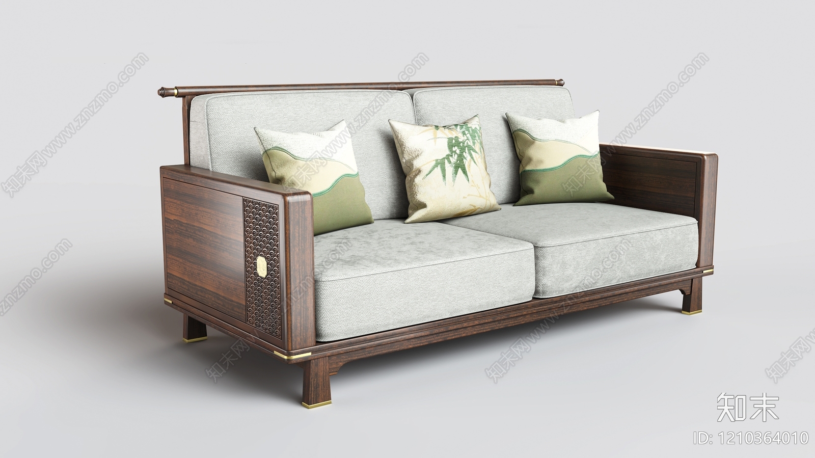 新中式三人沙发3D模型下载【ID:1210364010】