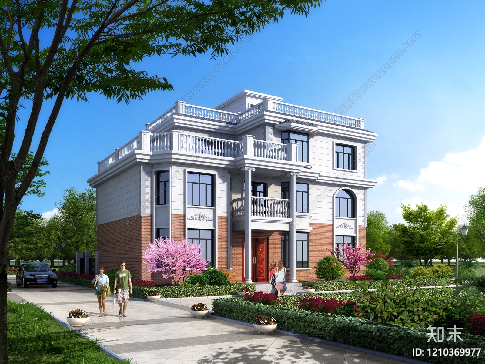欧式别墅外观3D模型下载【ID:1210369977】