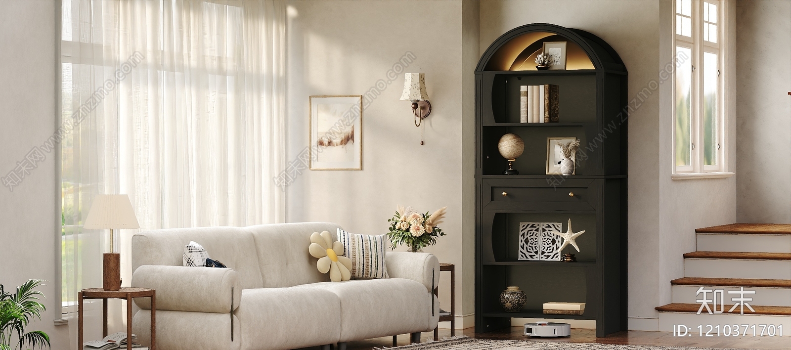 奶油风家居客厅3D模型下载【ID:1210371701】