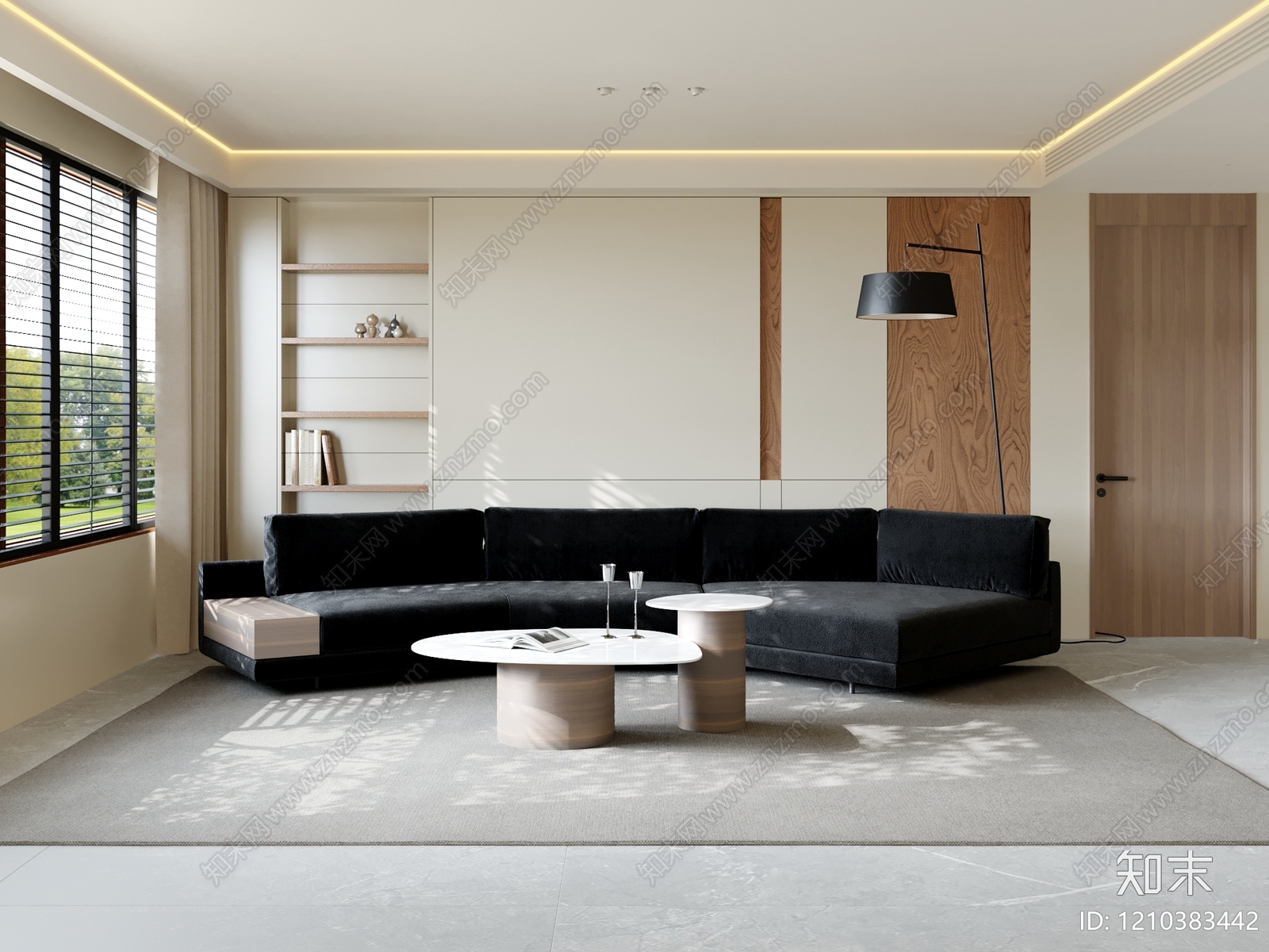 现代极简家居客厅3D模型下载【ID:1210383442】