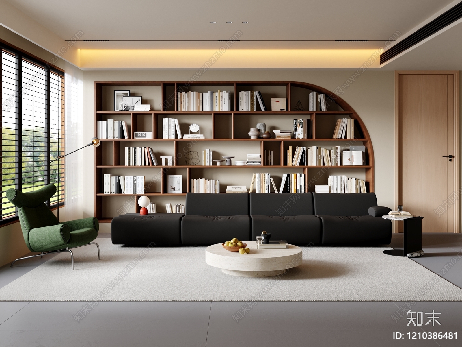 现代简约家居客厅3D模型下载【ID:1210386481】