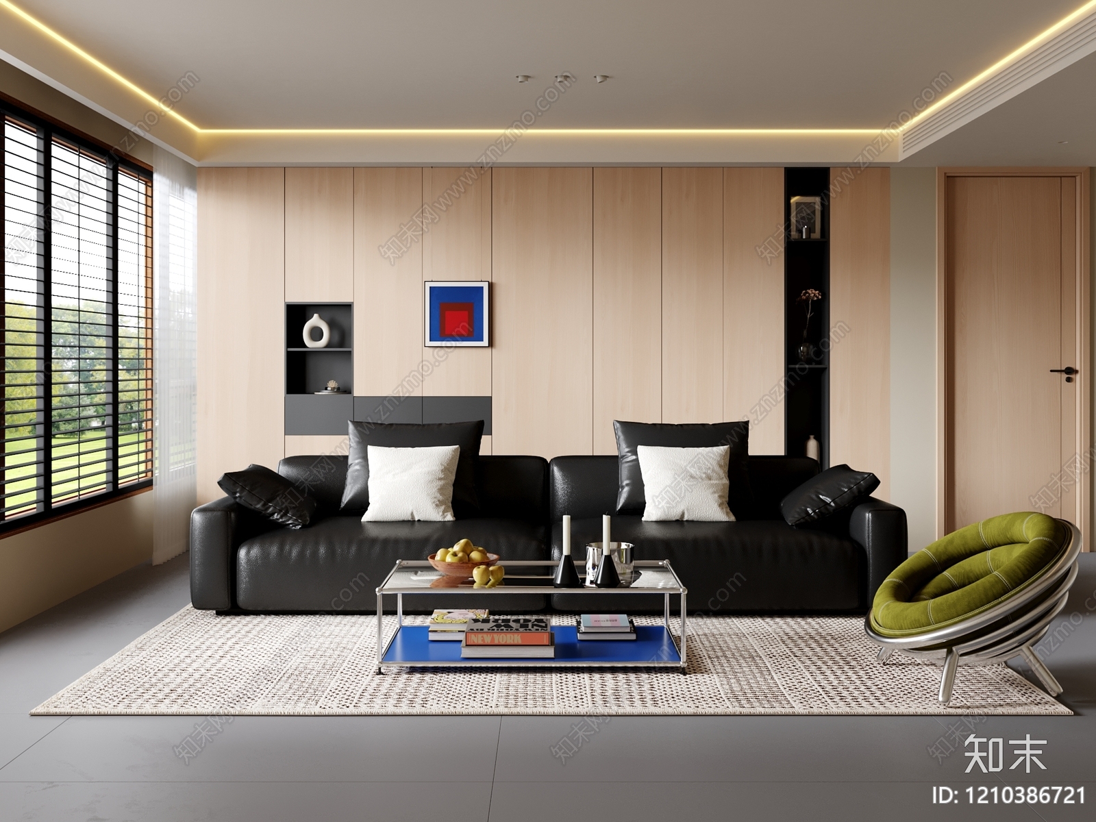 现代简约家居客厅3D模型下载【ID:1210386721】