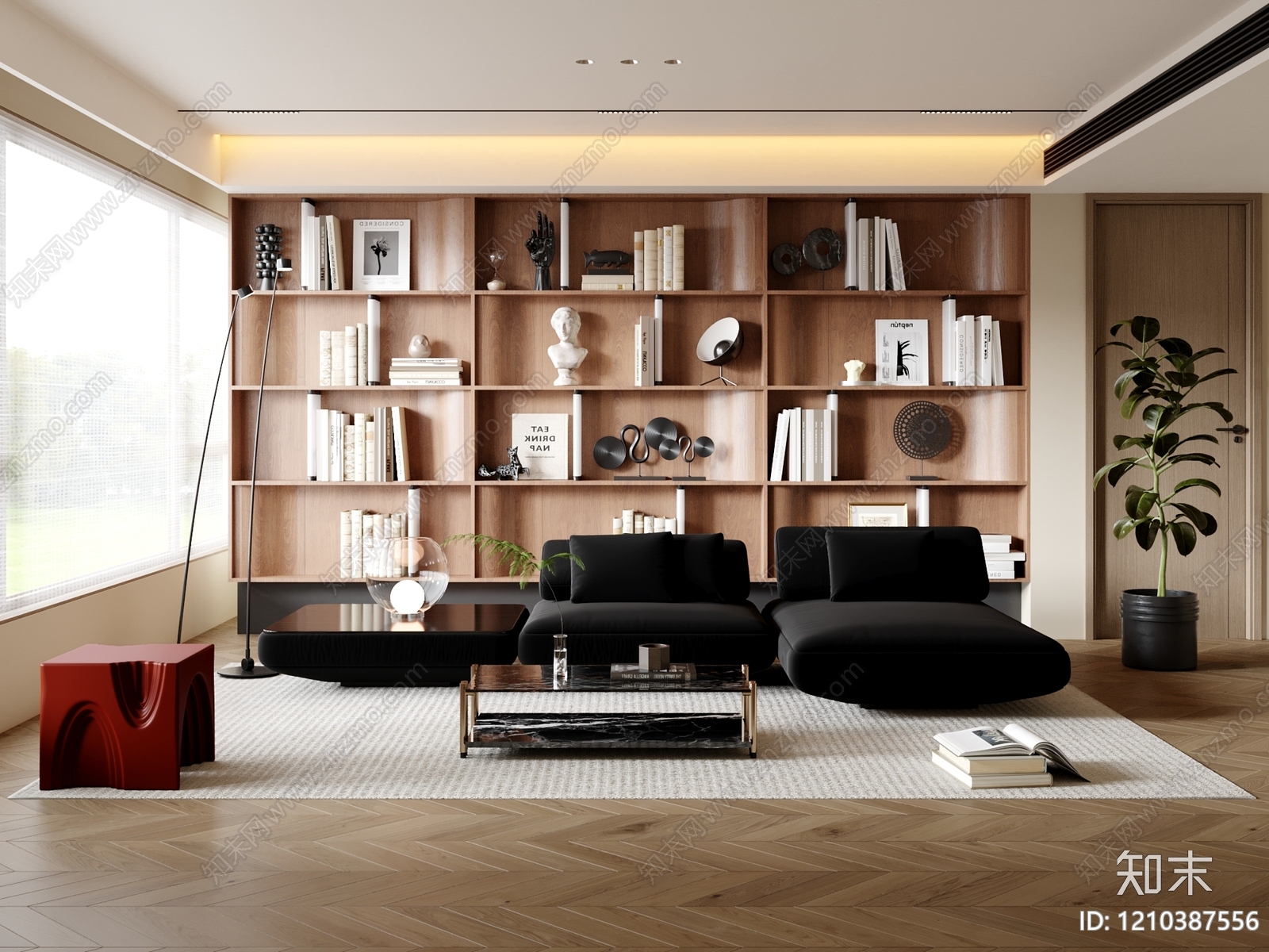 现代简约家居客厅3D模型下载【ID:1210387556】