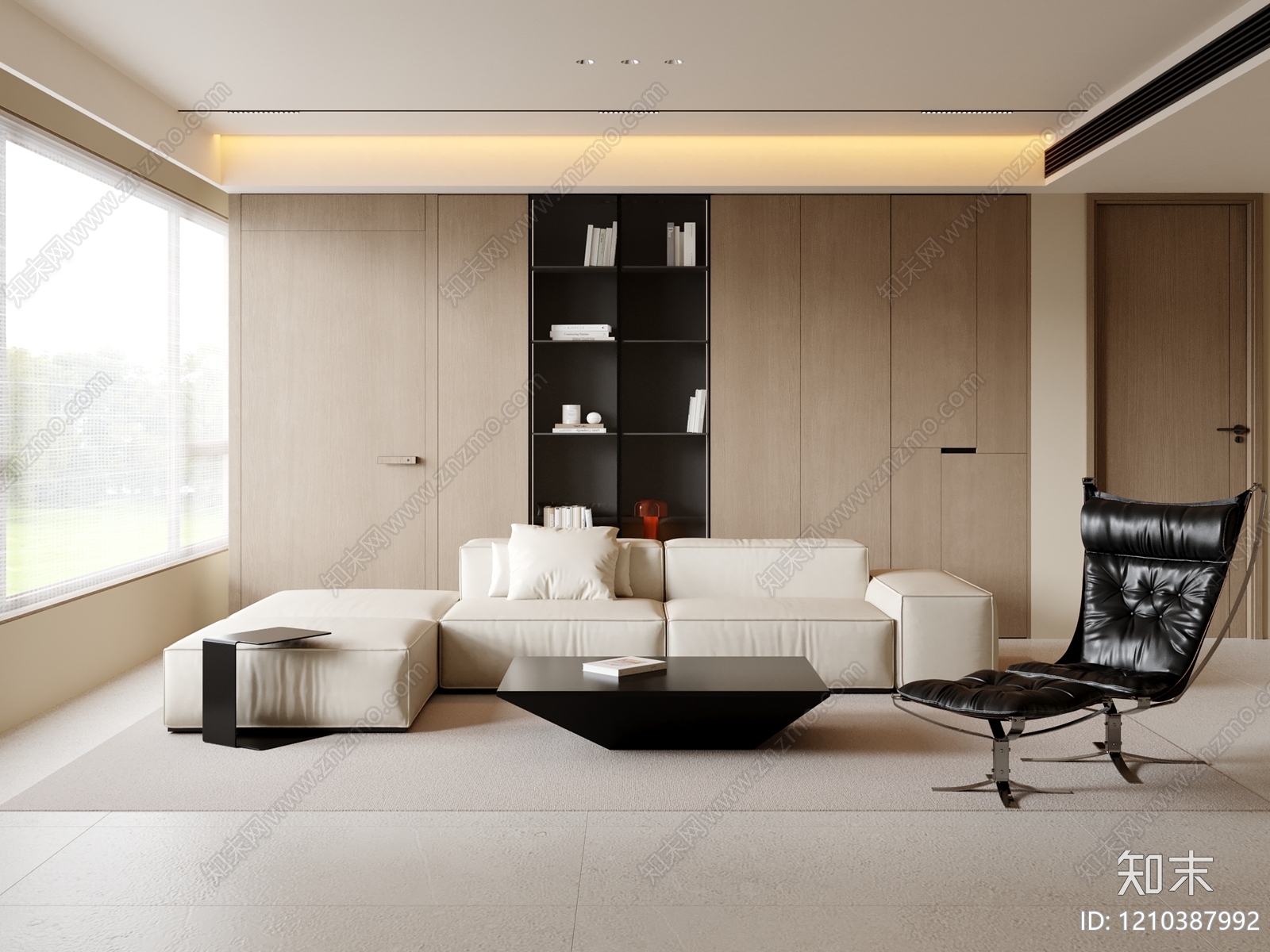 极简家居客厅3D模型下载【ID:1210387992】