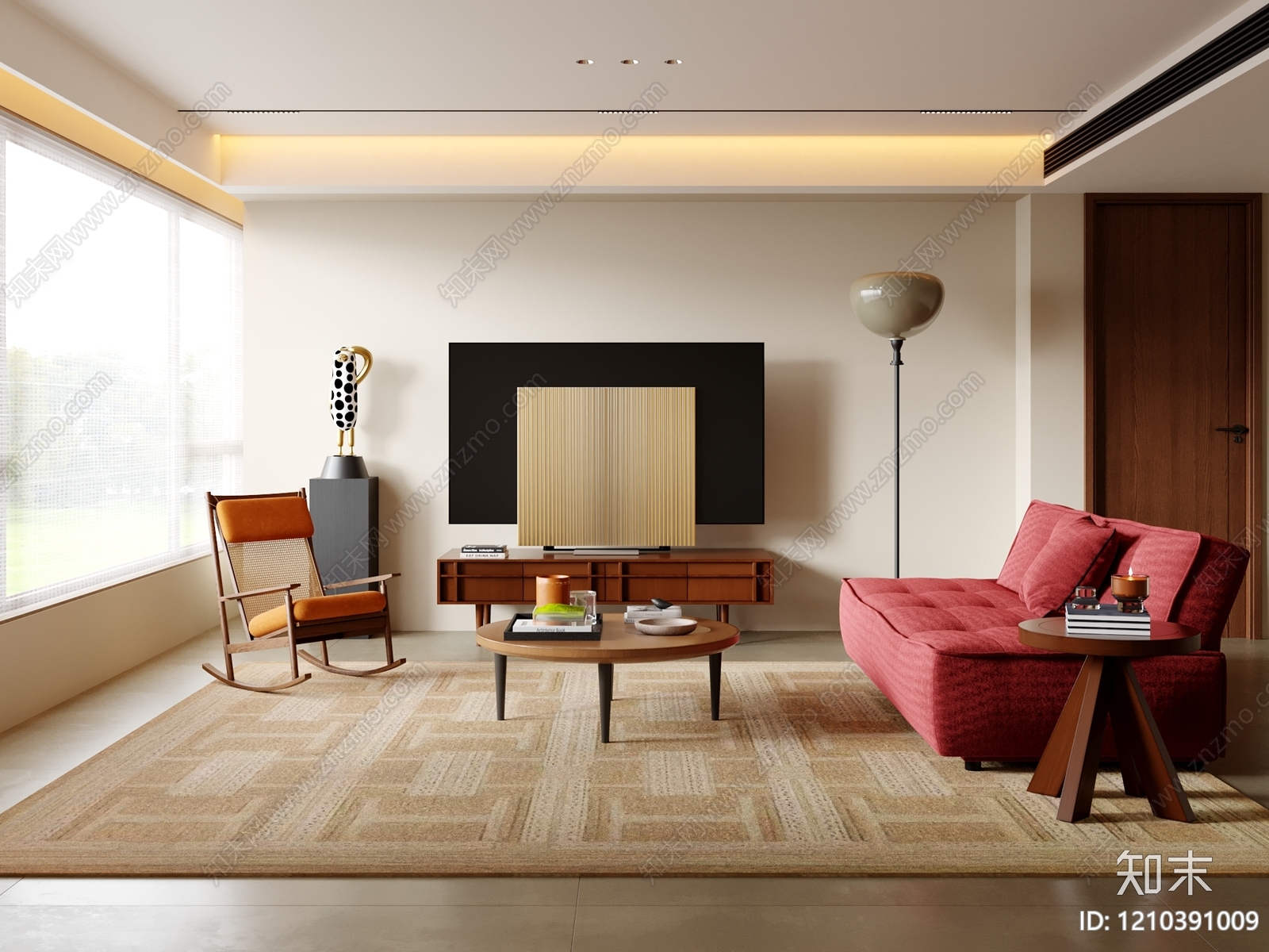 中古风家居客厅3D模型下载【ID:1210391009】