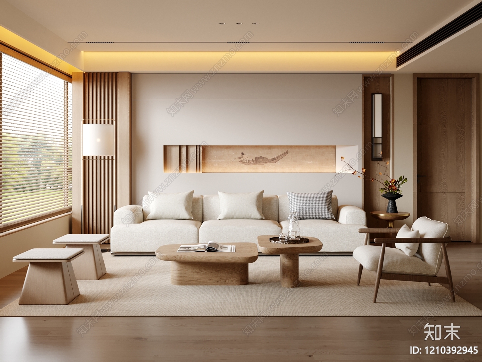 新中式宋式客厅3D模型下载【ID:1210392945】