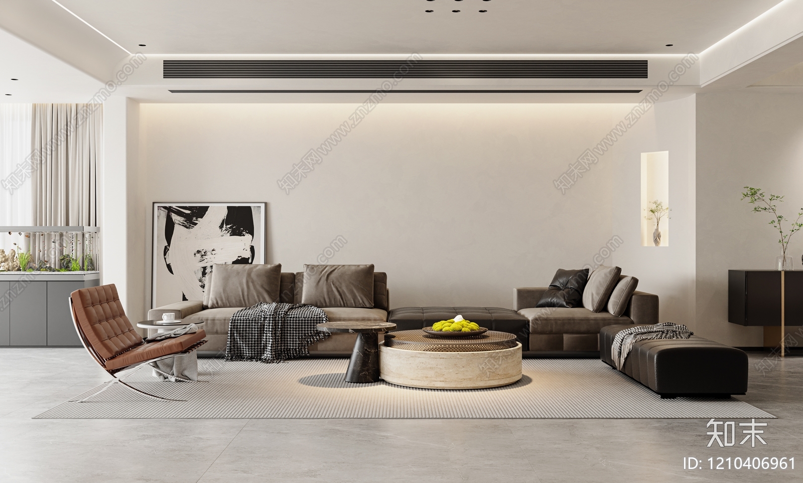 现代简约大平层客餐厅3D模型下载【ID:1210406961】