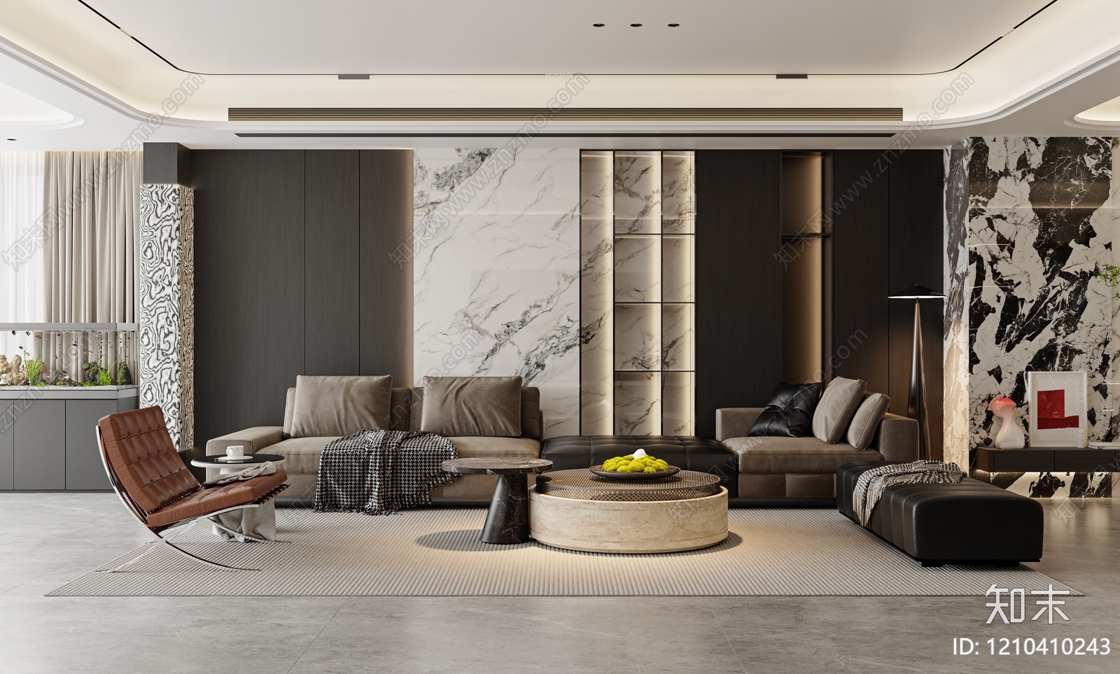 意式极简家居客厅3D模型下载【ID:1210410243】